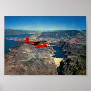 Poster Avion volant au-dessus du barrage Hoover Vintage