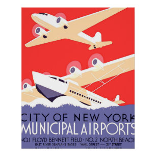 Poster Avion volant Vintage WPA coloré