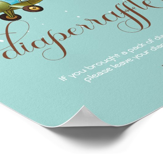 Poster Avion Whimsical Teddy bear Diaper Raffle (Coin)