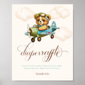 Poster Avion Whimsical Teddy bear Diaper Raffle (Devant)