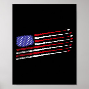 Poster Avions de chasse Patriot 4 juillet Avion Drapeau d