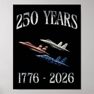 Poster Avions de combat Drapeau 250 Ans 1776-2026 250e an