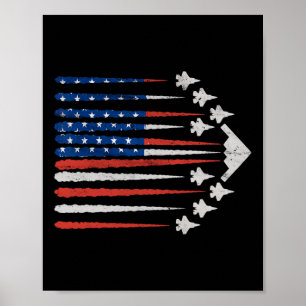 Poster Avions de combat patriotiques Drapeau américain Ro