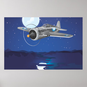 Poster Avions de combat vintage