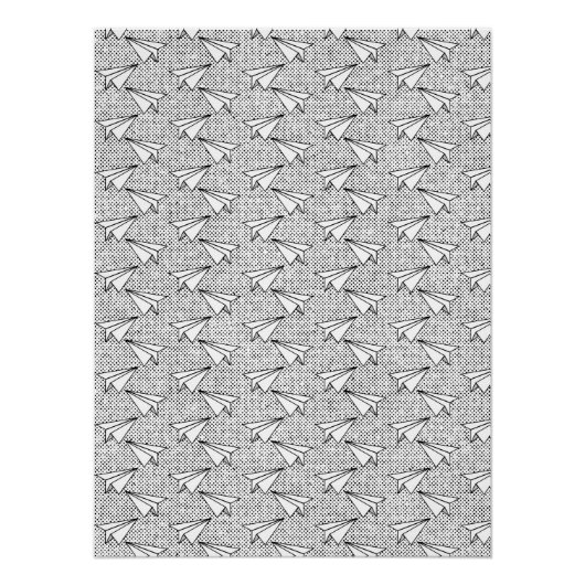 Poster Avions en papier motif vintage. (Devant)
