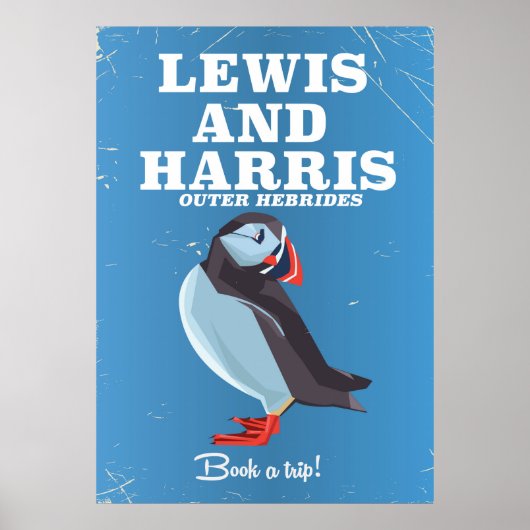 Poster Avis de voyage Lewis et Harris Scotland Puffin (Devant)