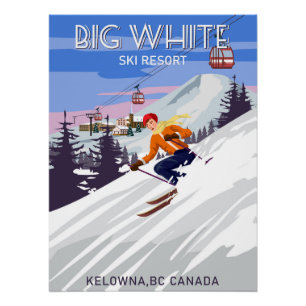 Poster Avis de voyage Ski Big White Resort vintage
