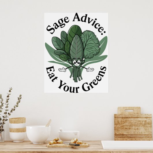 Poster Avis Sage - Mangez Vos Verts ! (Cuisine)