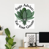 Poster Avis Sage - Mangez Vos Verts ! (Bureau à domicile)