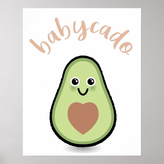 Poster Avocado avec coeur baby-cado pour un bébé (Devant)