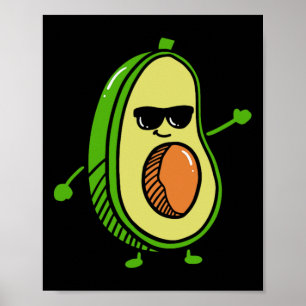 Poster Avocado Dancing Cute - Graphiques Guacamole Avocad