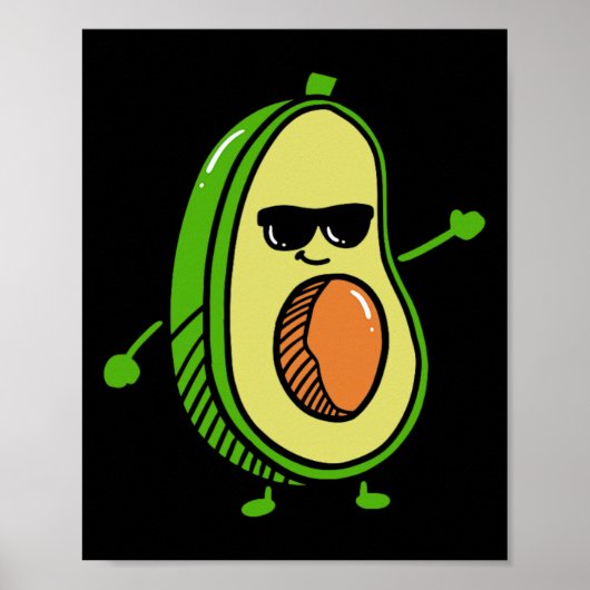 Poster Avocado Dancing Cute - Graphiques Guacamole Avocad (Devant)