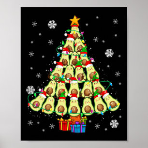Poster Avocado de Noël Avocado Lover Père Noël Elf Reinde