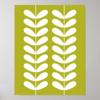 Avocado Green Plante Retro Mid Century Wall Art