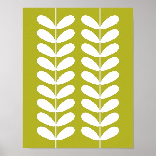 Poster Avocado Green Plante Retro Mid Century Wall Art (Devant)