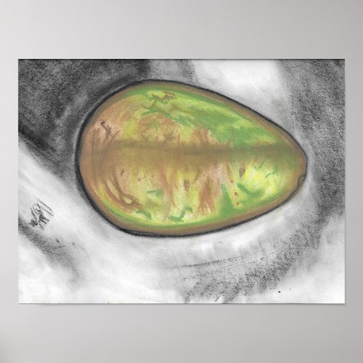 Poster Avocado - huile pastel encore vie toile- (Devant)