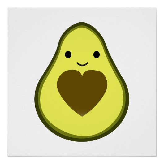Poster Avocado Love Cute Avocado avec coeur (Devant)