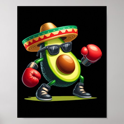 Poster Avocado montrant des compétences en boxe Cinco De (Devant)