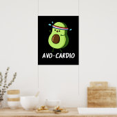 Poster Avocardio Funny Excercise Avocado Pun Dark BG (Cuisine)