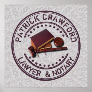 Poster Avocat Ou Bureau Du Notaire Avec Juge Hammer Et No