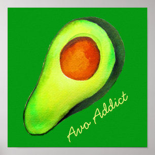 Poster Avocat vert addict art mignon