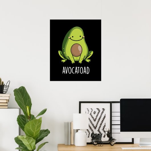 Poster Avocatoad Drôle Avocado Toad Pun Dark BG (Bureau à domicile)