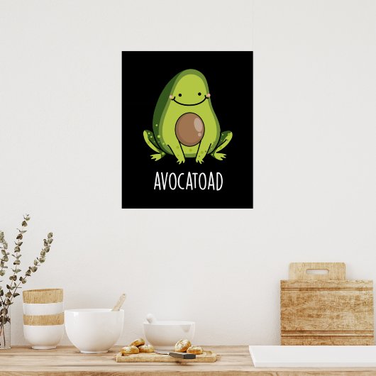 Poster Avocatoad Drôle Avocado Toad Pun Dark BG (Cuisine)