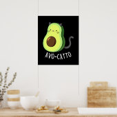 Poster Avocatto Funny Avocado chat pun Dark BG (Cuisine)