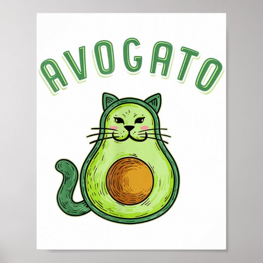 Poster Avogato - Funny Cinco de Mayo Avocado Cat (Devant)