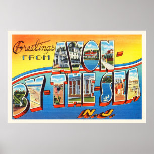 Poster Avon by the Sea New Jersey NJ Carte Postale Vintag