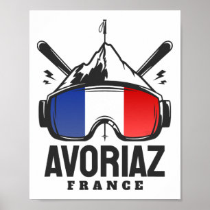 Poster Avoriaz France Station de Ski Ski rétro
