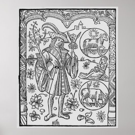 Poster Avril, fleurs, baies (Devant)