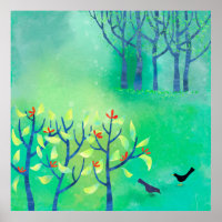 Avril Moderne Paysage Vert Peinture Nature