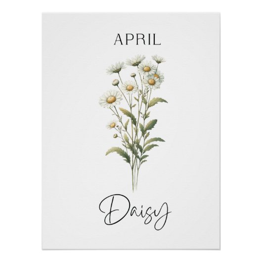 Poster Avril Mois de naissance Daisy Floral (Devant)