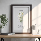 Poster Avril Mois de naissance Daisy Floral