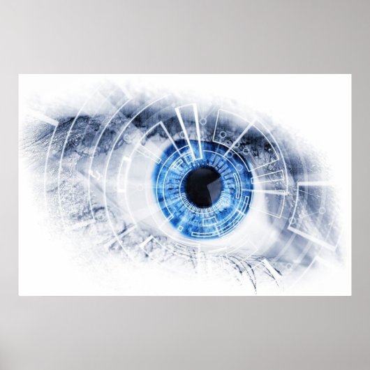 Poster Awesome abstract blue eye (Devant)