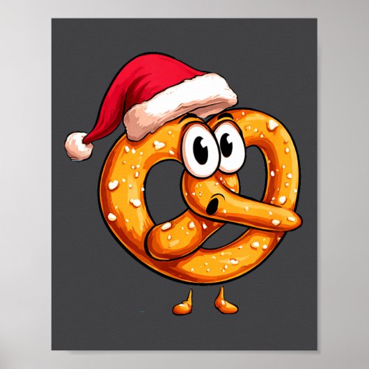 Poster Awesome Festive Pretzel With Santa Claus Hat Costu (Devant)