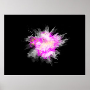 Poster Awesome Poudre Paint Explosion rose Jaune Blanc