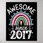 Poster Awesome Since 2017 8th Birthday Rainbow Born In 20 (Devant)