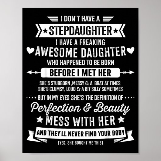 Poster Awesome Stepdaughter For Step Bonus Dad Fathers Da (Devant)