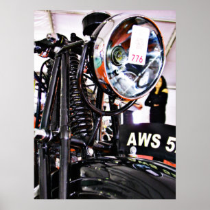 Poster AWS 5. Vue avant de moto vintage