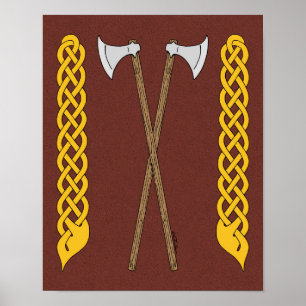 Poster Axes danois/viking traversés par une plaque