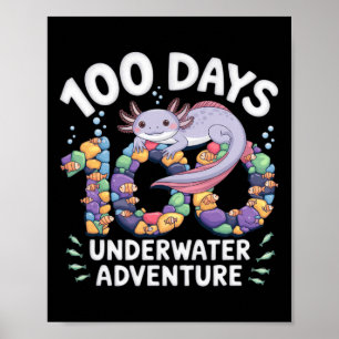 Poster Axolotl 100 Jours D'École Aventure Sous-Marine Sm