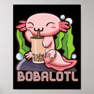 Poster Axolotl Bubble Tea Girls Teens Women Kawaii Anime 