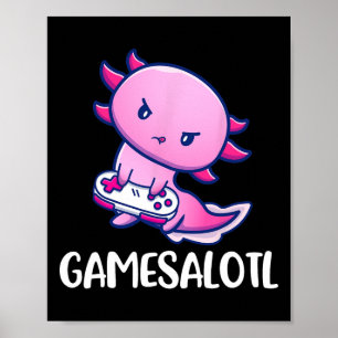 Poster Axolotl Cute Jouer Jeu Vidéo
