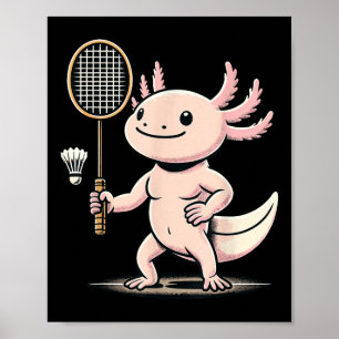 Poster Axolotl Jouant au Badminton Joueur de Sport de Vol