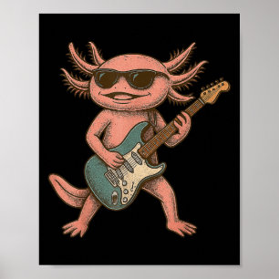 Poster Axolotl Jouer Guitare Rock Et Roll Cadeaux Hommes