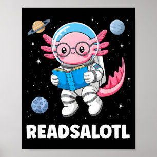 Poster Axolotl livres lisent l'axolotl lisant le garçon b