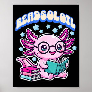 Poster Axolotl mignon amoureux de lecture de livre drôle