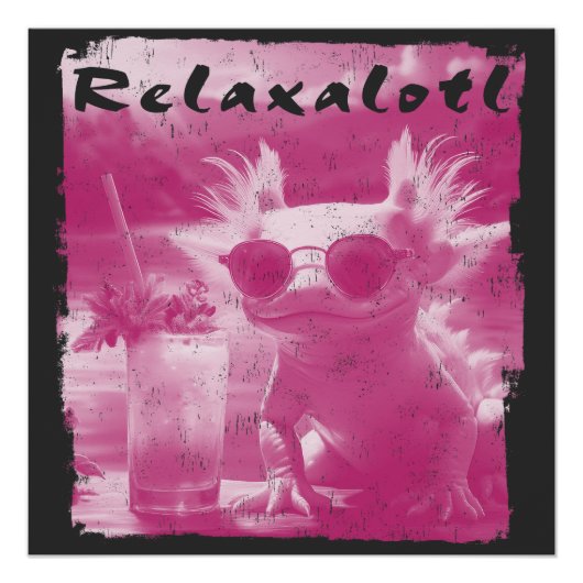 Poster Axolotl rose détendu (Devant)